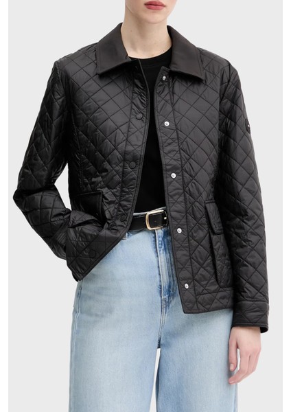 Kapitoneli Regular Fit Klasik Yaka Dolgulu Mont Bayan Mont WW0WW45641 Bds