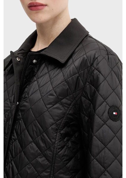 Kapitoneli Regular Fit Klasik Yaka Dolgulu Mont Bayan Mont WW0WW45641 Bds