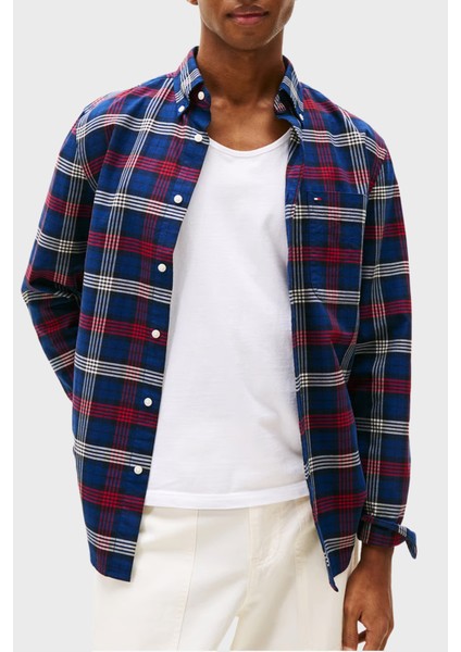 Kareli Pamuklu Regular Fit Uzun Kollu Gömlek Erkek Gömlek MW0MW39681 0ms