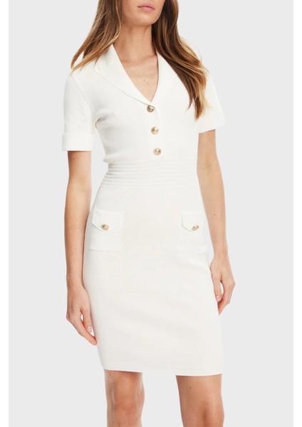 Ss Felicity Slim Fit Mono Yaka Düğme Detaylı Mini Elbise W5YK29Z0130 Bayan Elbise W5YK29 Z0130 G012