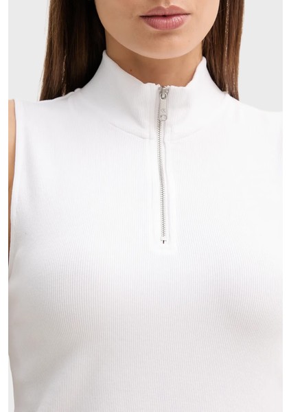 Pamuklu Slim Fit Fermuarlı Dik Yaka Logolu Top LV047C909GYAA Bayan Top LV047C909G Yaa fırsatları