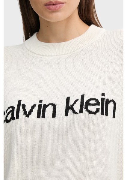 % 100 Pamuk Regular Fit Bisiklet Yaka Logolu Kazak LV047C311GYAS Bayan Kazak LV047C311G Yas fırsatları