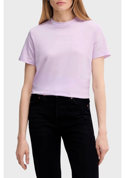 % 100 Pamuk Regular Fit Bisiklet Yaka Logolu T Shirt LV047C863GXEF Bayan T Shirt LV047C863G Xef