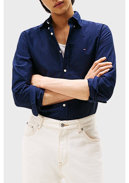 % 100 Pamuk Regular Fit Uzun Kollu Logolu Gömlek Erkek Gömlek MW0MW35774 0g0