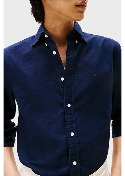 % 100 Pamuk Regular Fit Uzun Kollu Logolu Gömlek Erkek Gömlek MW0MW35774 0g0 fırsatları