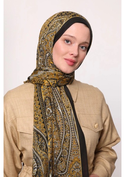 Siyah Hardal Luven Sara Etnik Desenli Şal