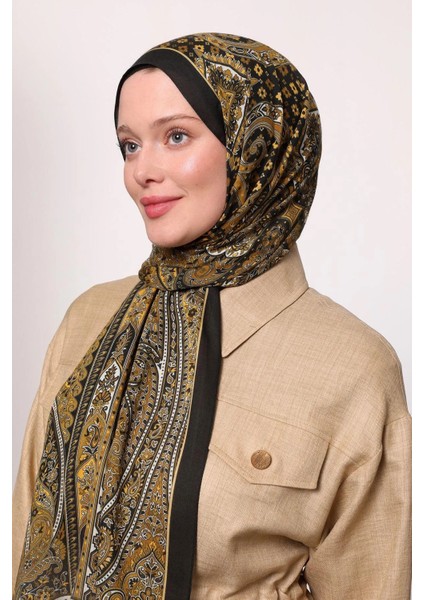 Siyah Hardal Luven Sara Etnik Desenli Şal modelleri