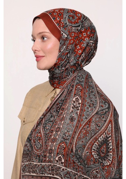 Koyu Kiremit Luven Sara Etnik Desenli Şal fiyatları