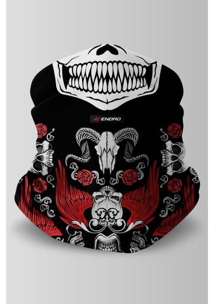Skulls N' Roses Motorcu Buff Maske Outdoor Boyunluk Unisex Bandana