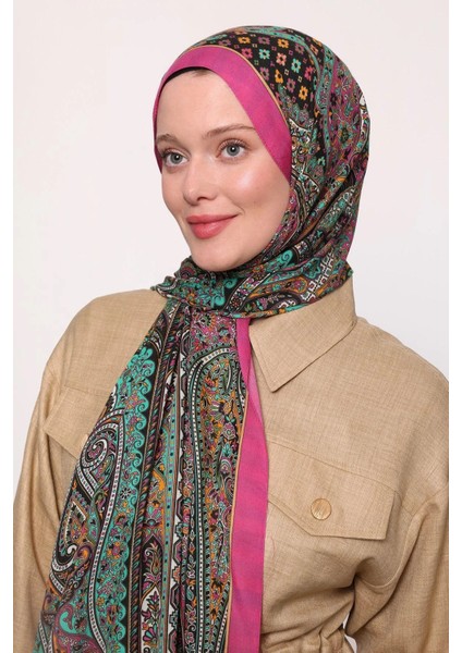 Fuşya Luven Sara Etnik Desenli Şal modelleri