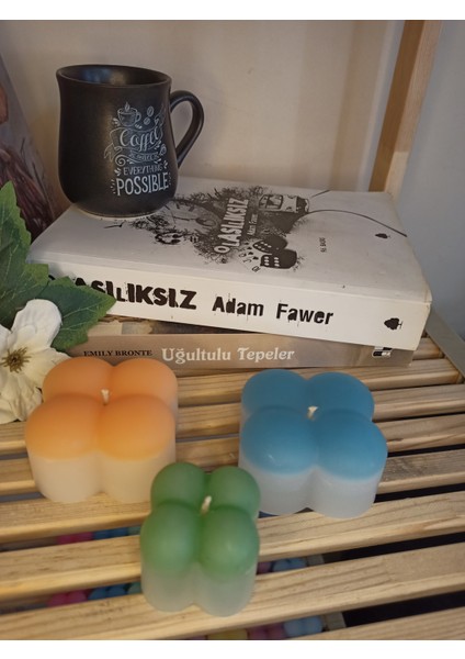Dörtlü Bubble Üçlü Set Soft Pastel Renkli Mum modelleri