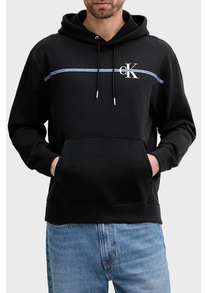 Logolu Şerit Detaylı Regular Fit Kapüşonlu Sweat LV04RC289GUB1 Erkek Sweat LV04RC289G Ub1