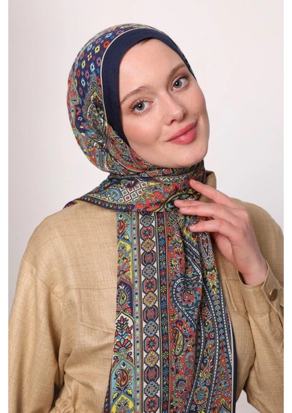 Koyu Lacivert Luven Sara Etnik Desenli Şal fiyatları