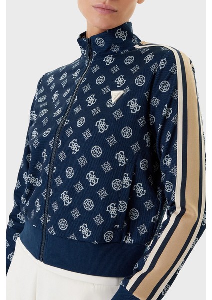 Peony 4g Logo Baskılı Regular Fit Dik Yaka Crop Sweat V5YQ07K0282 Bayan Sweat V5YQ07 K0282 Fbbq fırsatları