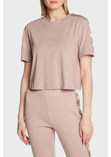 Britney Logolu % 100 Pamuk Bisiklet Yaka Crop T Shirt V3RI08I3Z14 Bayan T Shirt V3RI08 I3Z14 A90F