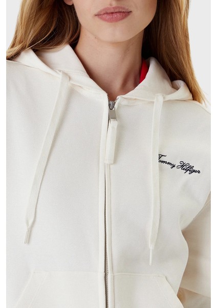 Logolu Pamuklu Regular Fit Kapüşonlu Crop Sweat Bayan Sweat WW0WW45742 Ya8 fırsatları