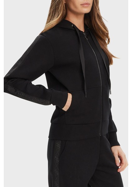 New Regular Fit Kapüşonlu Yaka Logolu Sweat W5YQ05KBYE2 Bayan Sweat W5YQ05 Kbye2 Jblk