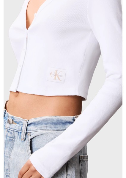 Pamuklu Fitted Fit V Yaka Fitilli Kısa Hırka LV047C204GYAA Bayan Hırka LV047C204G Yaa indirimleri