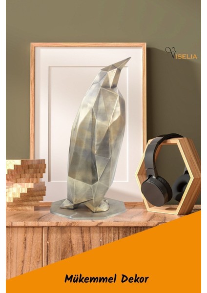 Dekoratif Penguen Biblo Heykel El Yapımı Hediyelik Süs Eşyası Poly Model Tasarım Ürünü