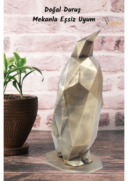 Dekoratif Penguen Biblo Heykel El Yapımı Hediyelik Süs Eşyası Poly Model Tasarım Ürünü