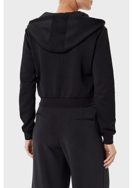 3D Peony Jakarlı Regular Fit Kapüşonlu Crop Sweat V5YQ06KBSL2 Bayan Sweat V5YQ06 Kbsl2 FJ8A modelleri