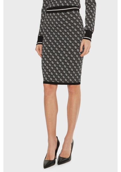 Lise Tamamı Logolu Slim Fit Normal Bel Triko Mini Etek W4BD53Z37K0 Bayan Etek W4BD53 Z37K0 Fbcf