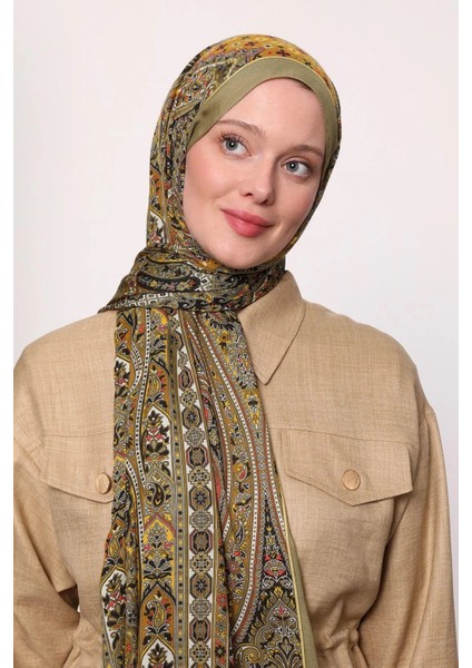 Pastel Yeşili Luven Sara Etnik Desenli Şal modelleri