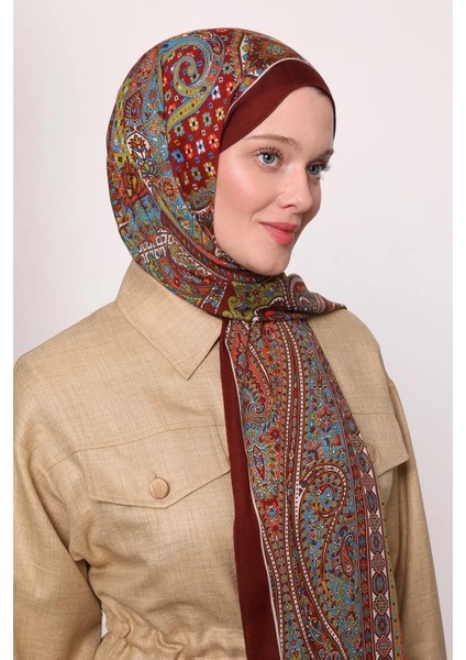 Bordo Luven Sara Etnik Desenli Şal modelleri