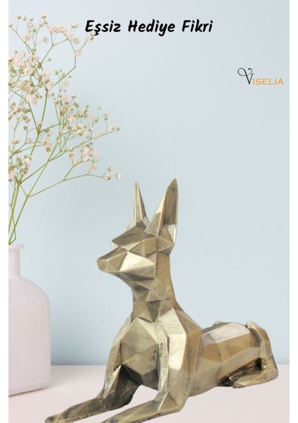 Dekoratif Köpek Biblo Heykel El Yapımı Doberman Hediyelik Süs Eşyası Poly Model Tasarım Ürünü