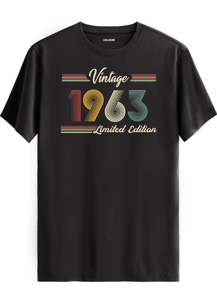 Klasik Vintage Tişört 1963 Tarihli Doğum Günü Hediyesi Bisiklet Yaka Vintage Tshirt