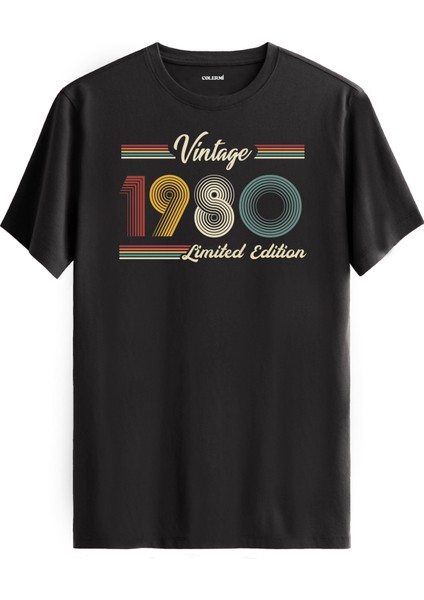 Klasik Vintage Tişört 1980 Tarihli Doğum Günü Hediyesi Bisiklet Yaka Vintage Tshirt