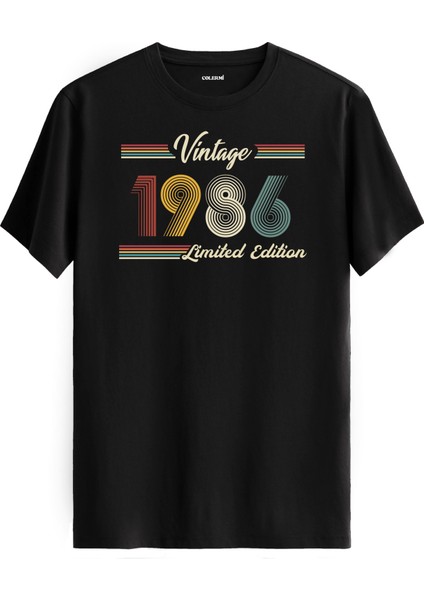 Klasik Vintage Tişört 1986 Tarihli Doğum Günü Hediyesi Bisiklet Yaka Vintage Tshirt