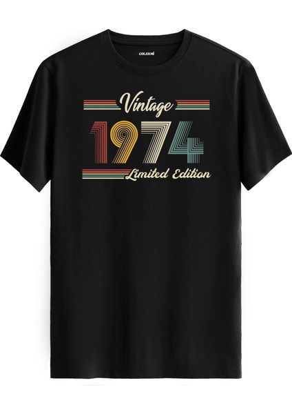 Klasik Vintage Tişört 1974 Tarihli Doğum Günü Hediyesi Bisiklet Yaka Vintage Tshirt