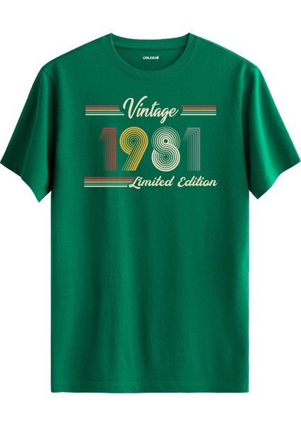 Klasik Vintage Tişört 1981 Tarihli Doğum Günü Hediyesi Bisiklet Yaka Vintage Tshirt