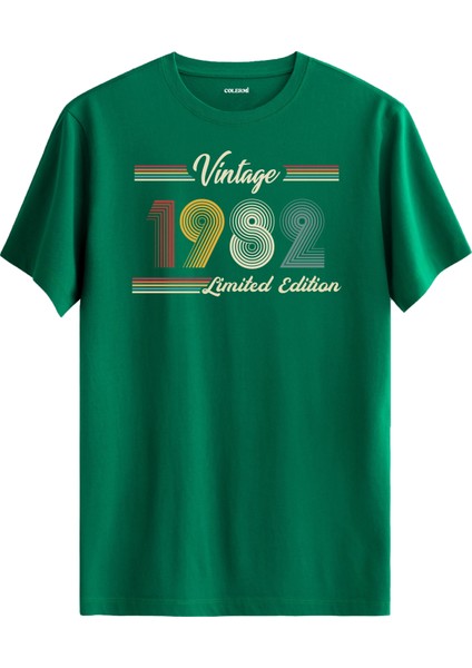 Klasik Vintage Tişört 1982 Tarihli Doğum Günü Hediyesi Bisiklet Yaka Vintage Tshirt