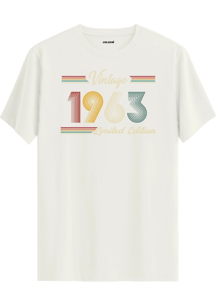 Klasik Vintage Tişört 1963 Tarihli Doğum Günü Hediyesi Bisiklet Yaka Vintage Tshirt