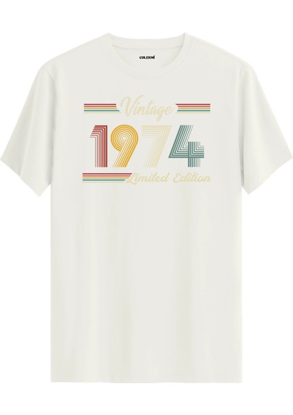 Klasik Vintage Tişört 1974 Tarihli Doğum Günü Hediyesi Bisiklet Yaka Vintage Tshirt