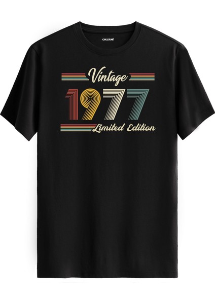 Klasik Vintage Tişört 1977 Tarihli Doğum Günü Hediyesi Bisiklet Yaka Vintage Tshirt