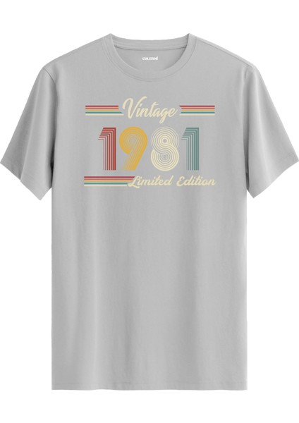 Klasik Vintage Tişört 1981 Tarihli Doğum Günü Hediyesi Bisiklet Yaka Vintage Tshirt