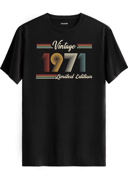 Klasik Vintage Tişört 1971 Tarihli Doğum Günü Hediyesi Bisiklet Yaka Vintage Tshirt
