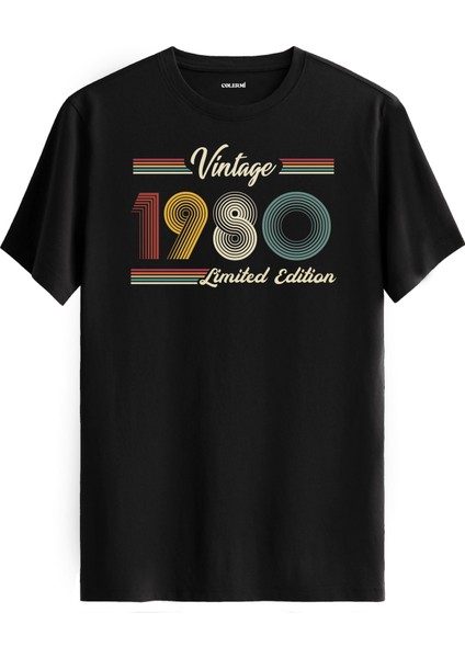 Klasik Vintage Tişört 1980 Tarihli Doğum Günü Hediyesi Bisiklet Yaka Vintage Tshirt