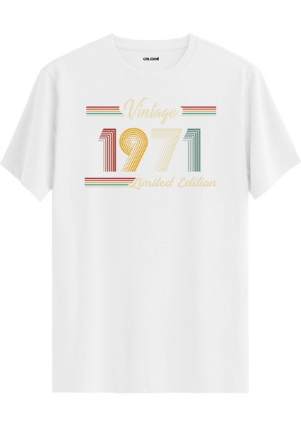 Klasik Vintage Tişört 1971 Tarihli Doğum Günü Hediyesi Bisiklet Yaka Vintage Tshirt