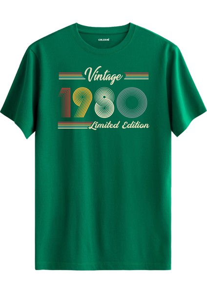 Klasik Vintage Tişört 1980 Tarihli Doğum Günü Hediyesi Bisiklet Yaka Vintage Tshirt