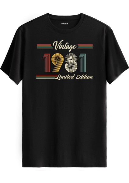 Klasik Vintage Tişört 1981 Tarihli Doğum Günü Hediyesi Bisiklet Yaka Vintage Tshirt