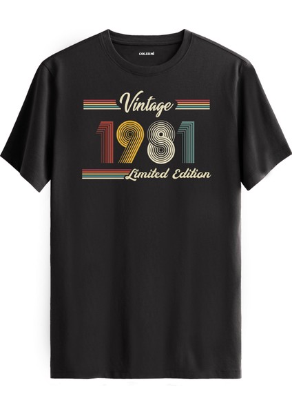 Klasik Vintage Tişört 1981 Tarihli Doğum Günü Hediyesi Bisiklet Yaka Vintage Tshirt