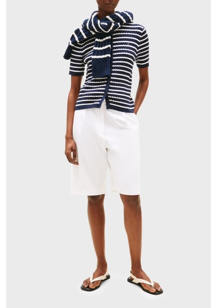 Pamuklu Regular Fit Kısa Kollu Bisiklet Yaka Kısa Örgü Hırka Bayan Hırka WW0WW45707 0bb fiyatları