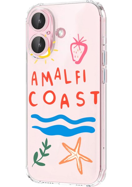 Iphone 16 Plus Uyumlu Desenli Şeffaf Silikon Kılıf MNL13