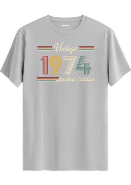 Klasik Vintage Tişört 1974 Tarihli Doğum Günü Hediyesi Bisiklet Yaka Vintage Tshirt