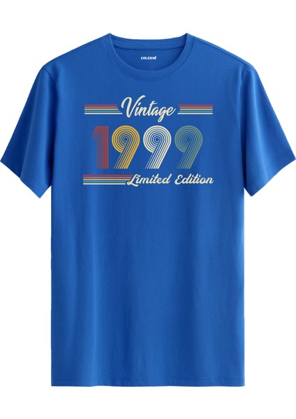 Klasik Vintage Tişört 1999 Tarihli Doğum Günü Hediyesi Bisiklet Yaka Vintage Tshirt