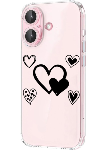 Iphone 16 Plus Uyumlu Desenli Şeffaf Silikon Kılıf MNL17 modelleri